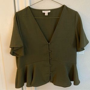 Green peplum TopShop top